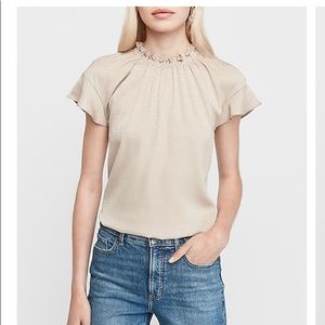 Express Jacquard Ruffle Mock Neck Top ♥️